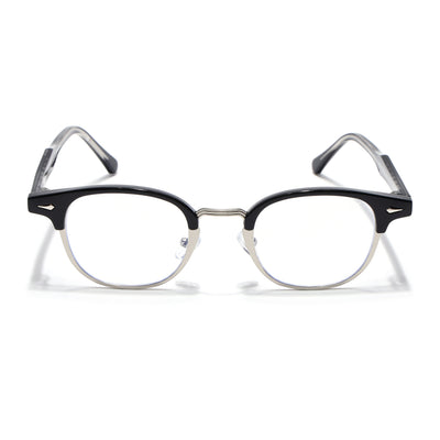 Voyage Silver & Black Half Rim Eyeglasses for Men & Women (9940FMG7129-C3)