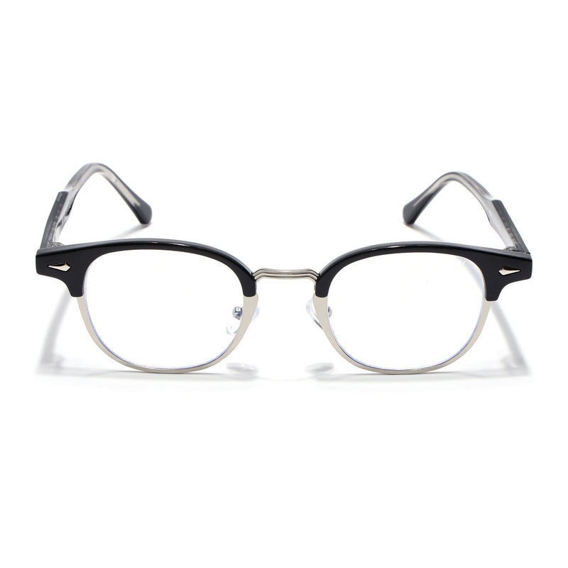 Voyage Silver & Black Half Rim Eyeglasses for Men & Women (9940FMG7129-C3)