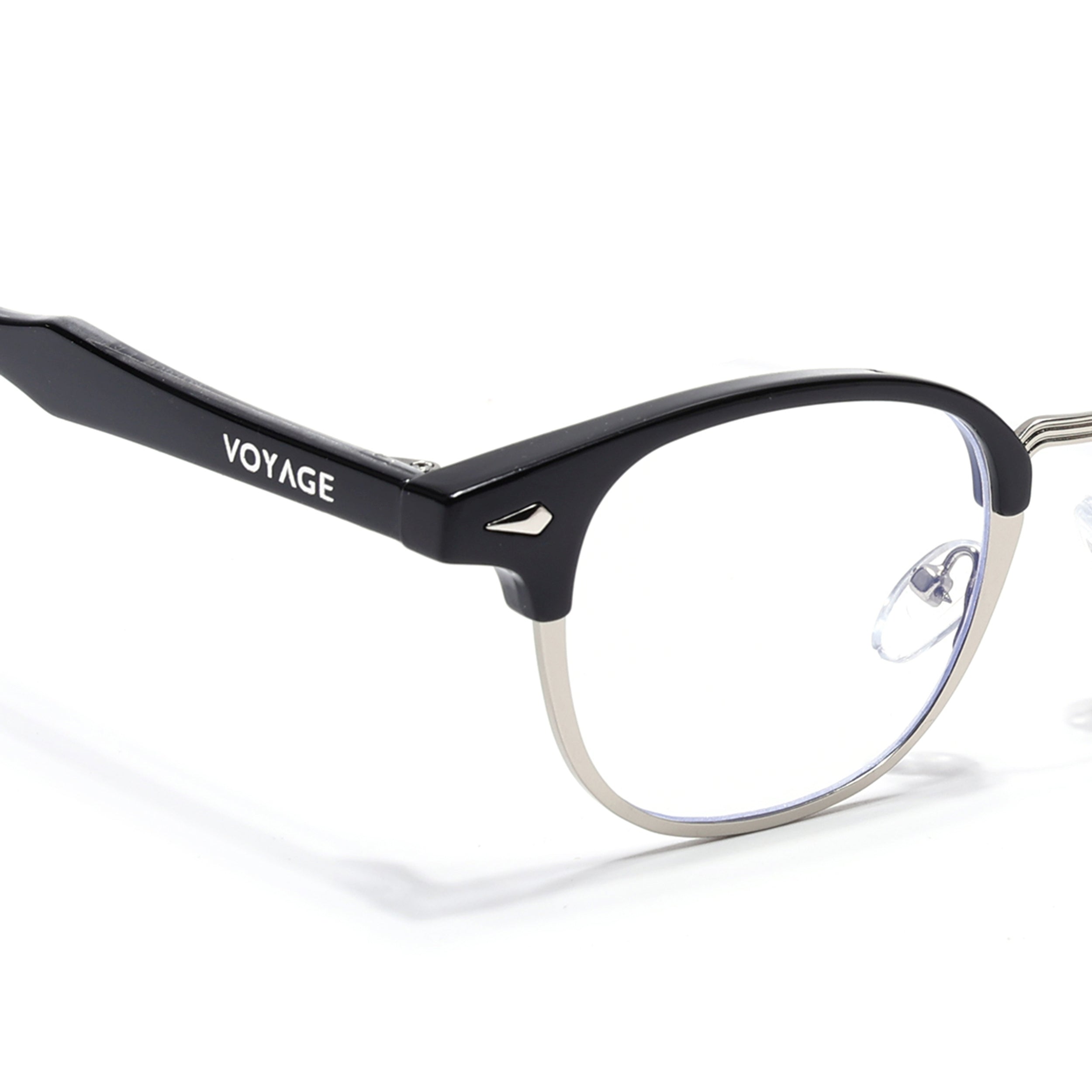 Voyage Silver & Black Half Rim Eyeglasses for Men & Women (9940FMG7129-C3)