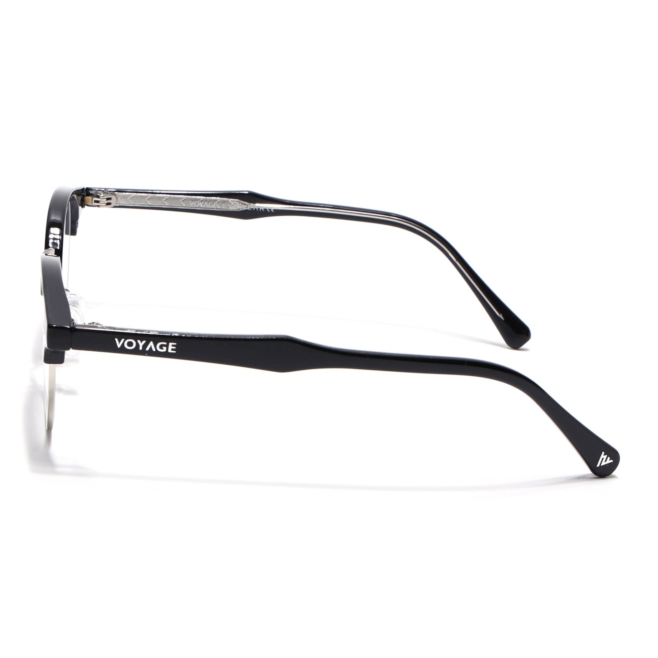 Voyage Silver & Black Half Rim Eyeglasses for Men & Women (9940FMG7129-C3)