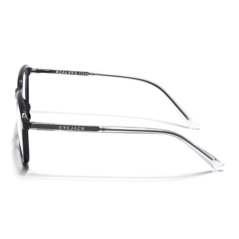 Eyejack Minimals Shine Black Square Eyeglasses for Men & Women (A08FCL1353-C1)
