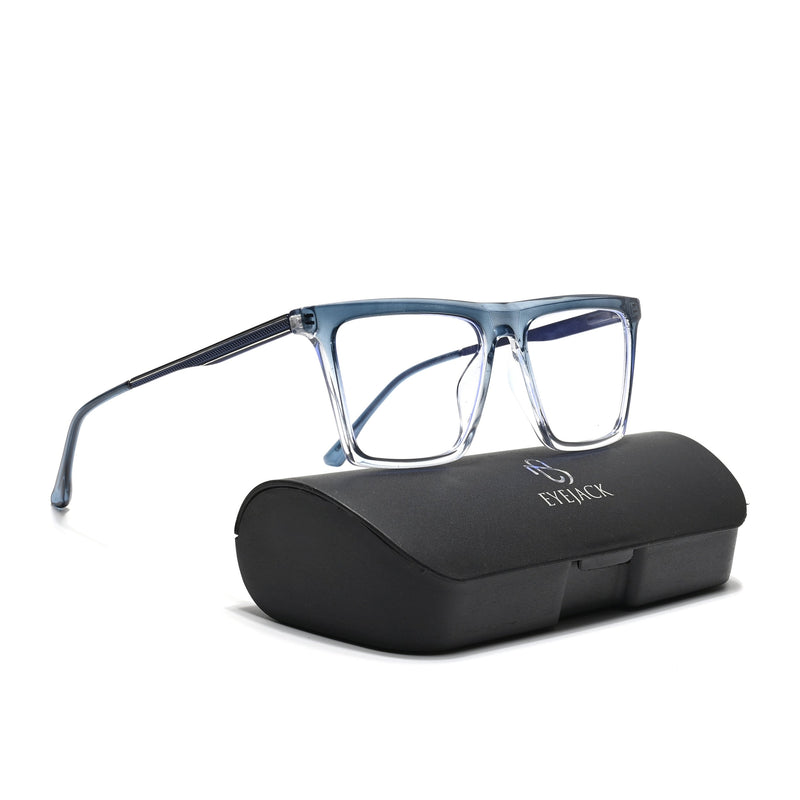 Eyejack Essentials Blue & Clear Square Eyeglasses for Men & Women (B01FCL1377-C4)