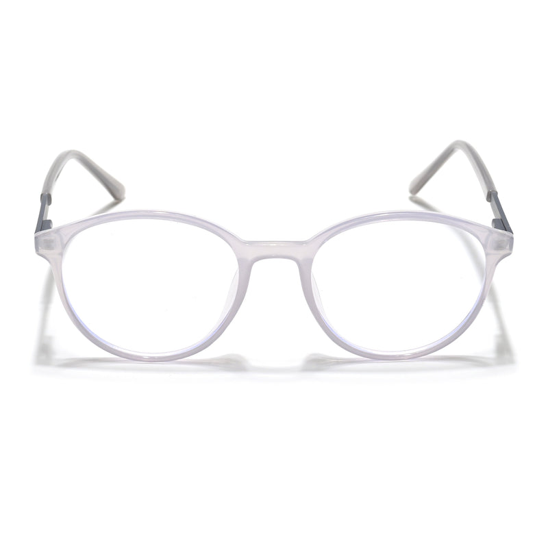 Eyejack Essentials Transparent Grey Round Eyeglasses for Men & Women (B10FCL1441-C5)