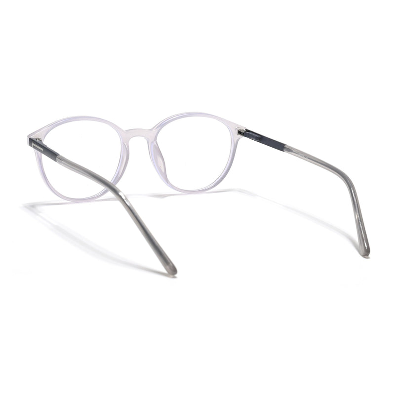 Eyejack Essentials Transparent Grey Round Eyeglasses for Men & Women (B10FCL1441-C5)
