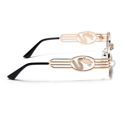 Viper | Oval Sunglasses (Black Lens | Golden Frame  - MG5188)