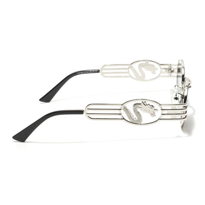 Viper | Oval Sunglasses (Black Lens | Silver Frame  - MG5189)