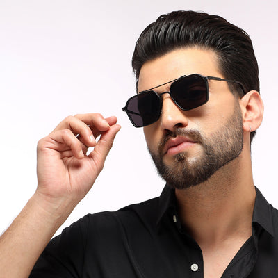 Eyejack Black Square Sunglasses for Men & Women (B80677CL846)