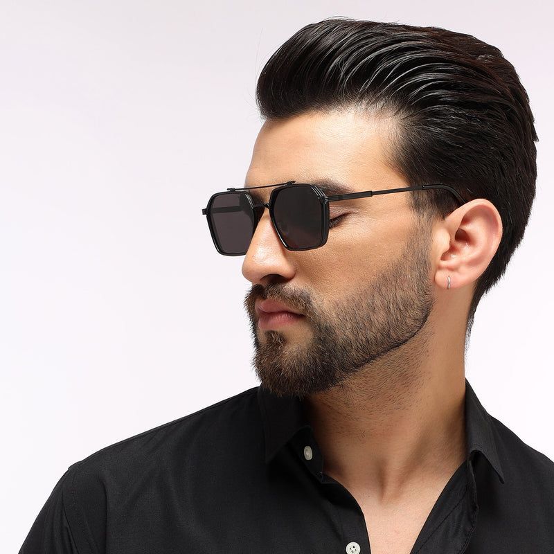 Eyejack Black Square Sunglasses for Men & Women (B80677CL846)