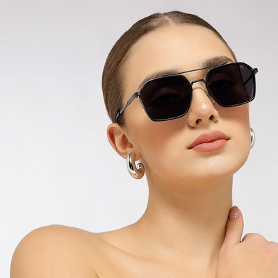 Eyejack Black Square Sunglasses for Men & Women (B80677CL846)