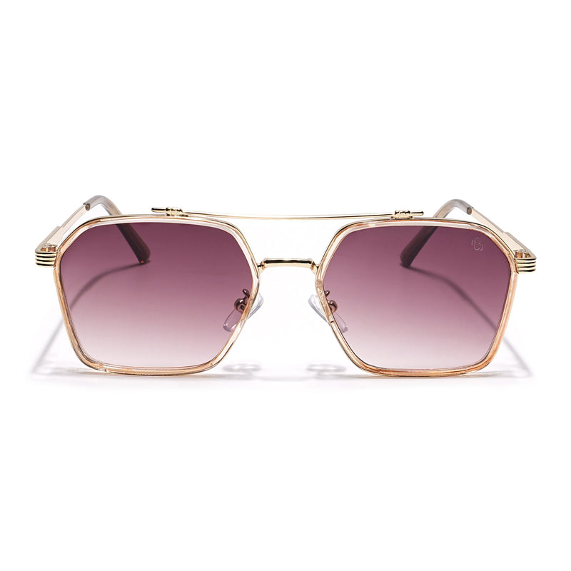 Eyejack Golden & Pink Square Sunglasses for Men & Women (B80677CL847)