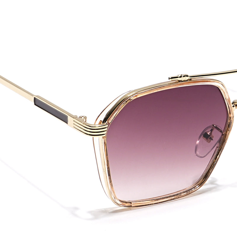 Eyejack Golden & Pink Square Sunglasses for Men & Women (B80677CL847)