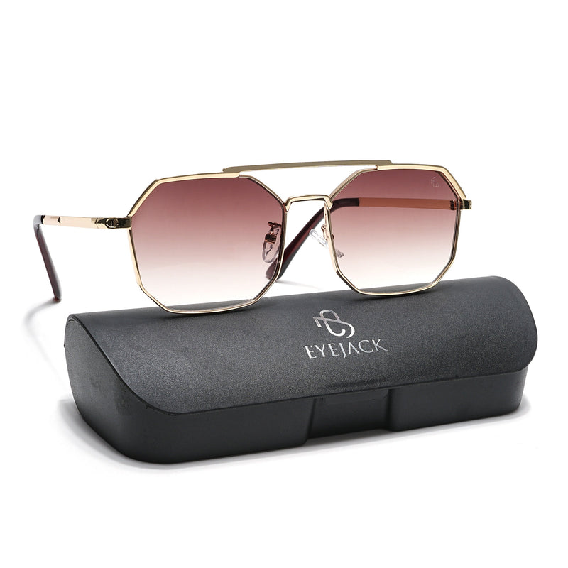 Eyejack Golden Square Sunglasses for Men & Women (B80776CL884)