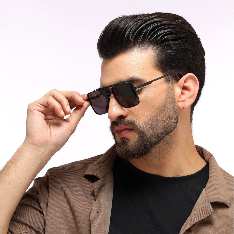Eyejack Black Square Sunglasses for Men & Women (B80787CL865)