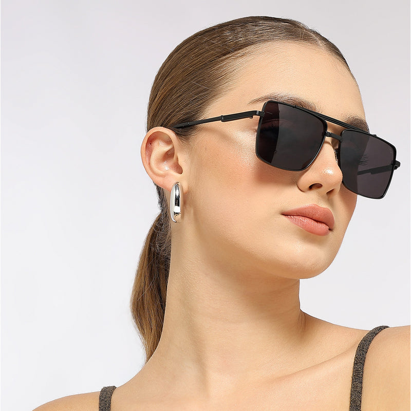 Eyejack Black Square Sunglasses for Men & Women (B80787CL865)