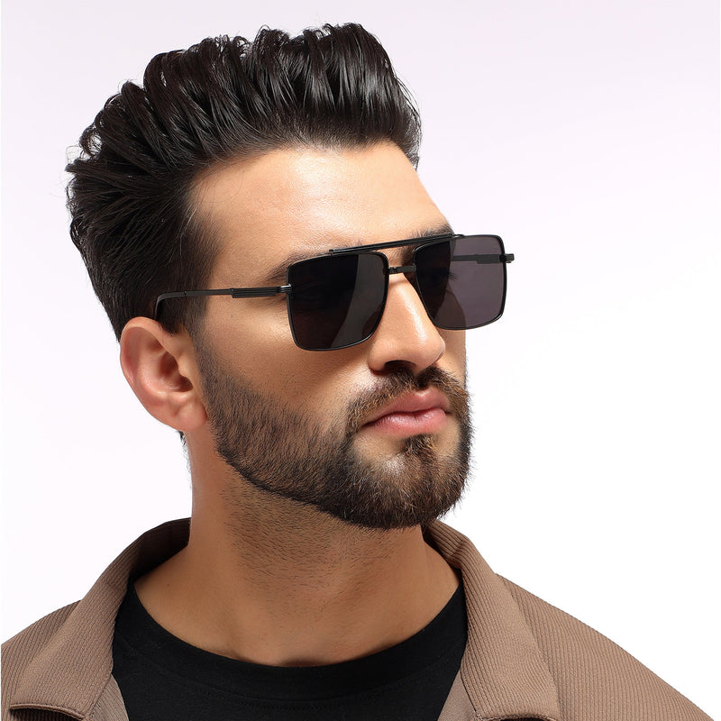 Eyejack Black Square Sunglasses for Men & Women (B80787CL865)