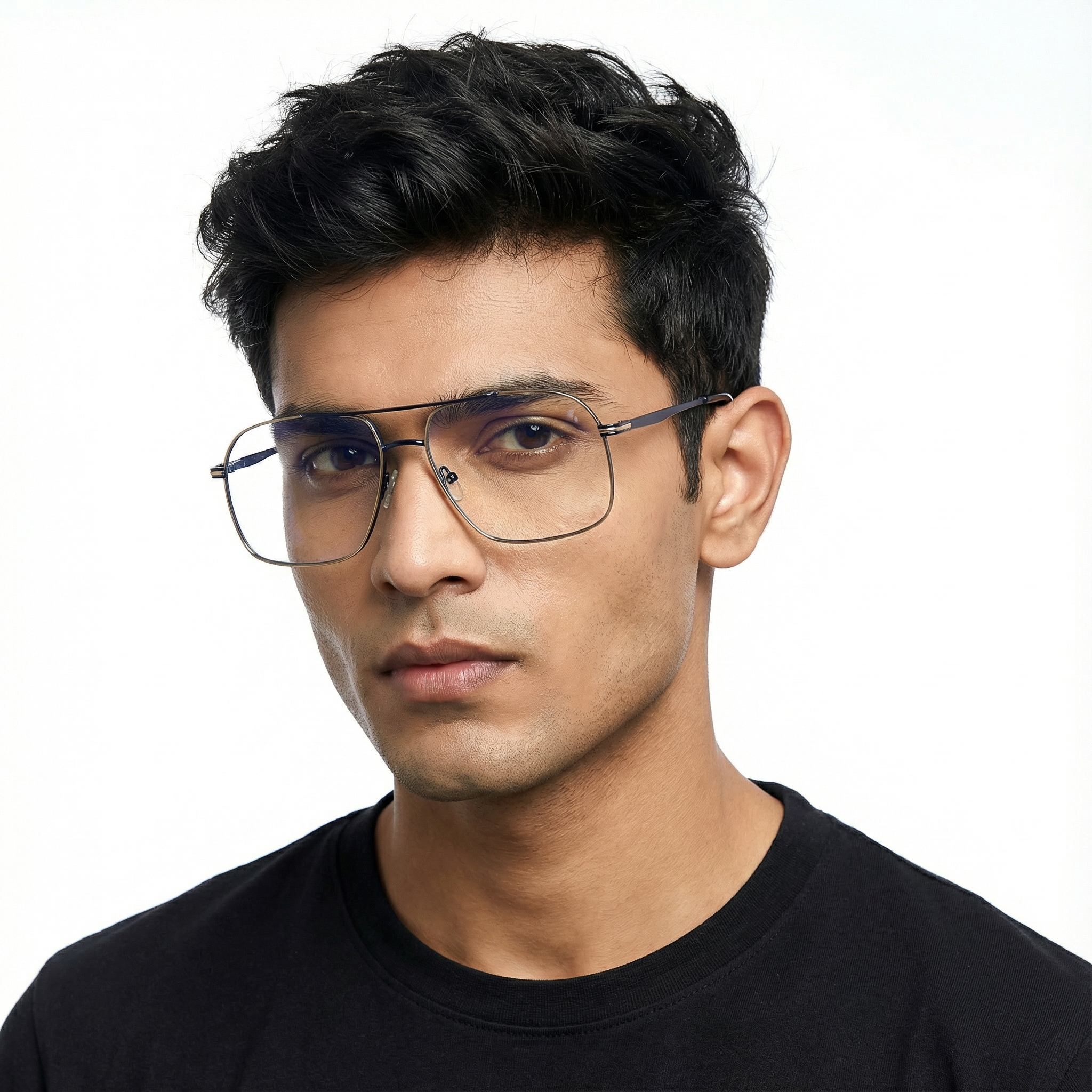 Voyage Golden & Navy Blue Wayfarer Eyeglasses for Men & Women (73013FMG7068-C4)