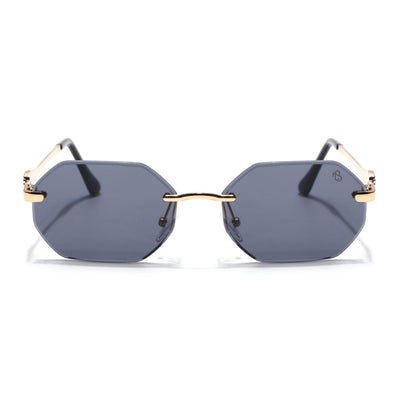 Cooper - Black & Golden  Rimless Sunglasses (C565CL2221)