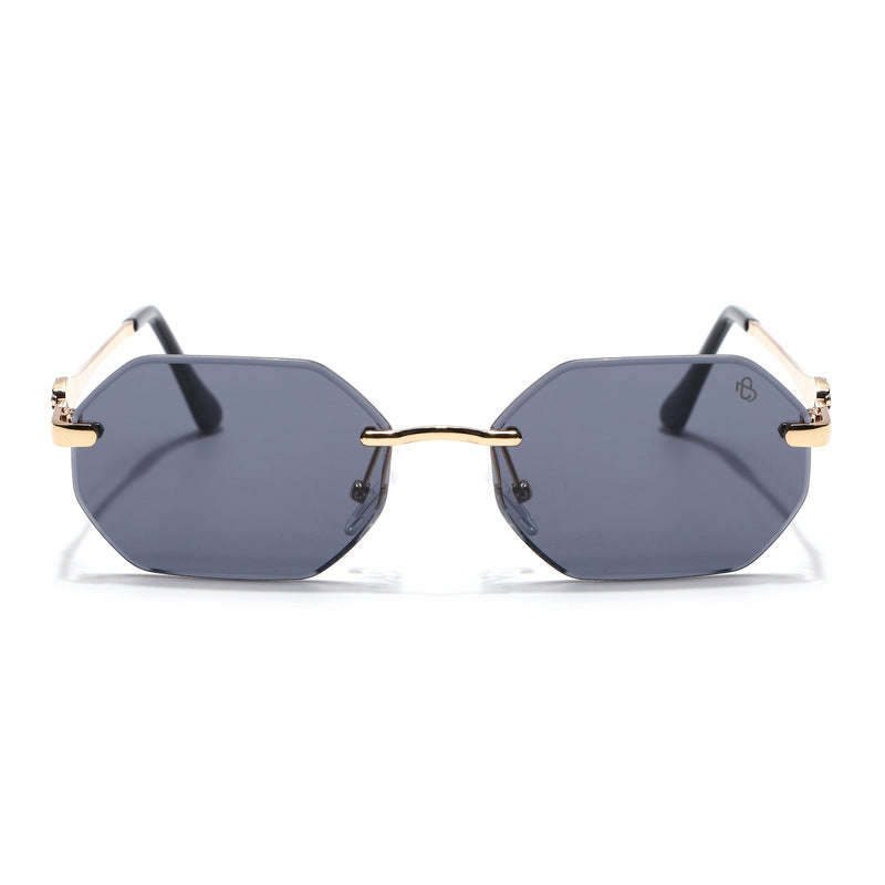 Cooper - Black & Golden  Rimless Sunglasses (C565CL2221)
