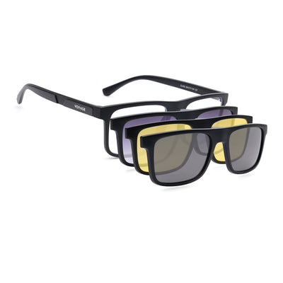 Voyage Black Wayfarer Clip-On Eyeglasses for Men & Women (CL002FMG8586)