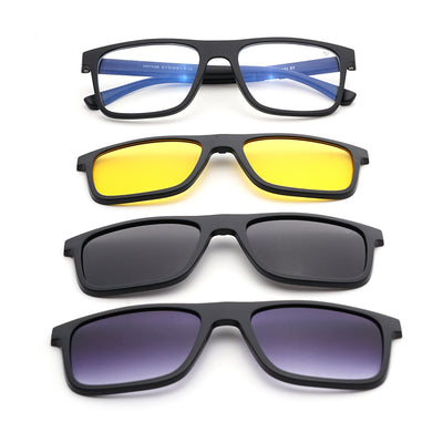 Voyage Black Wayfarer Clip-On Eyeglasses for Men & Women (CL002FMG8586)
