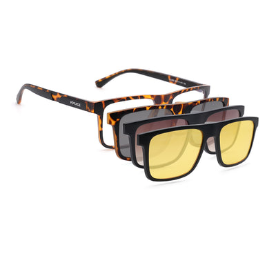 Voyage Demi Brown Wayfarer Clip-On Eyeglasses for Men & Women (CL002FMG8589)