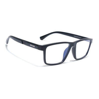 Chameleon | Voyage Black Rectangle Clip-On Eyeglasses for Men & Women (CL003FMG8625)