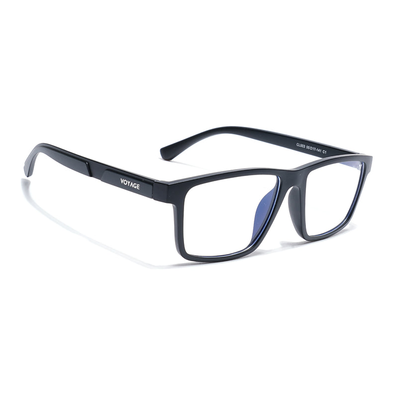 Shift | Black Rectangle Clip-On Eyeglasses for Men & Women (CL003FMG8625)