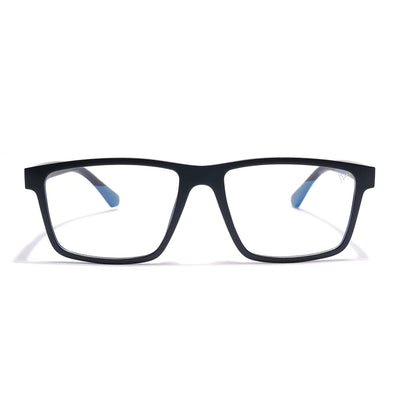 Chameleon | Voyage Black Rectangle Clip-On Eyeglasses for Men & Women (CL003FMG8625)