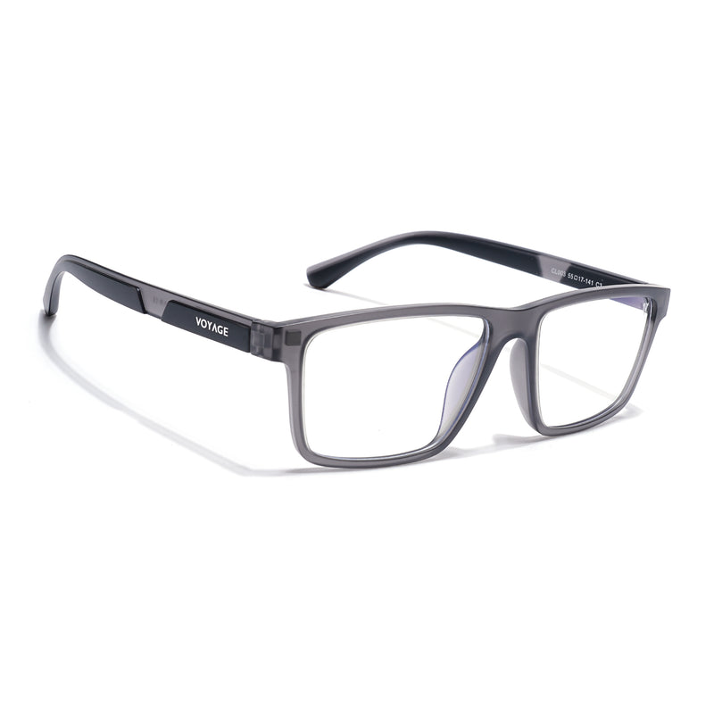 Shift | Grey Rectangle Clip-On Eyeglasses for Men & Women (CL003FMG8626)
