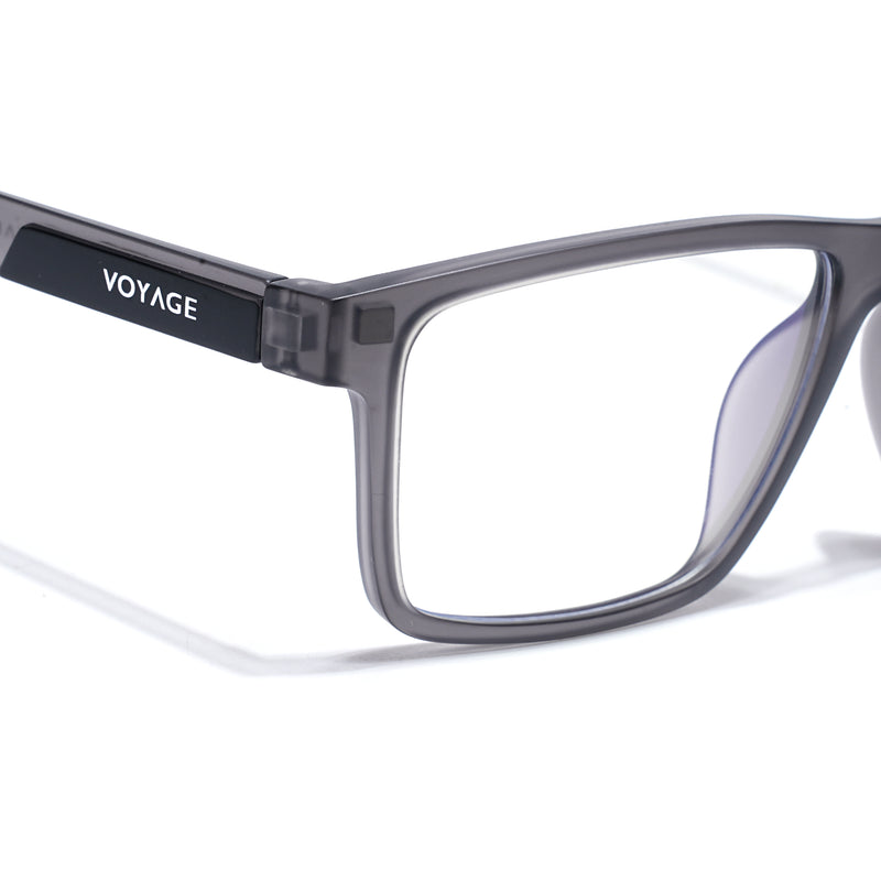 Shift | Grey Rectangle Clip-On Eyeglasses for Men & Women (CL003FMG8626)