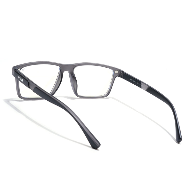 Shift | Grey Rectangle Clip-On Eyeglasses for Men & Women (CL003FMG8626)