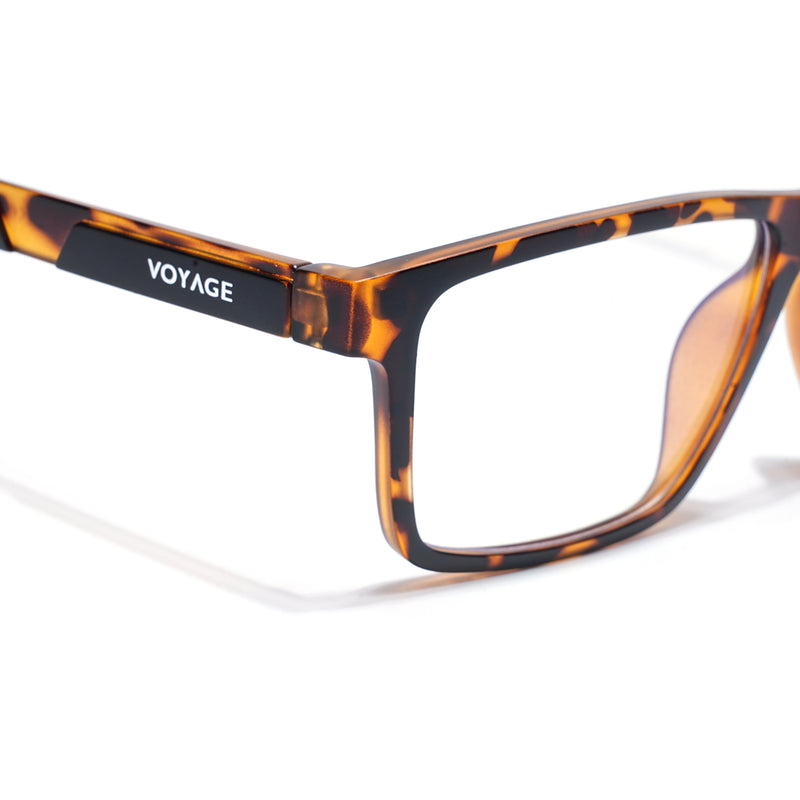 Shift | Demi Brown Rectangle Clip-On Eyeglasses for Men & Women (CL003FMG8627)