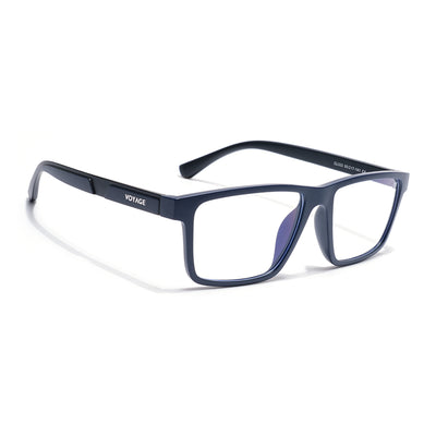 Shift | Blue Rectangle Clip-On Eyeglasses for Men & Women (CL003FMG8628)