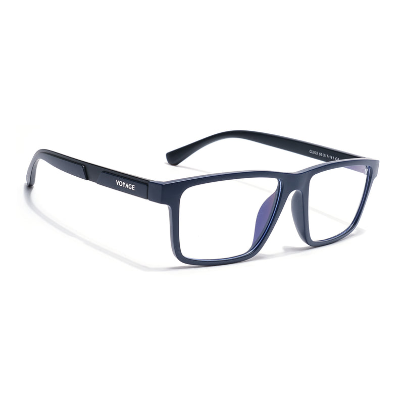 Shift | Blue Rectangle Clip-On Eyeglasses for Men & Women (CL003FMG8628)