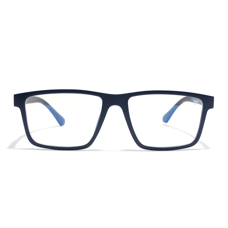 Shift | Blue Rectangle Clip-On Eyeglasses for Men & Women (CL003FMG8628)