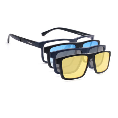 Shift | Blue Rectangle Clip-On Eyeglasses for Men & Women (CL003FMG8628)
