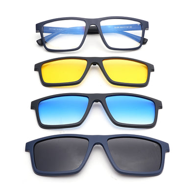 Shift | Blue Rectangle Clip-On Eyeglasses for Men & Women (CL003FMG8628)