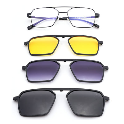 Voyage Black Wayfarer Clip-On Eyeglasses for Men & Women (CL201FMG8602)