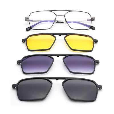 Voyage Grey Wayfarer Clip-On Eyeglasses for Men & Women (CL201FMG8603)