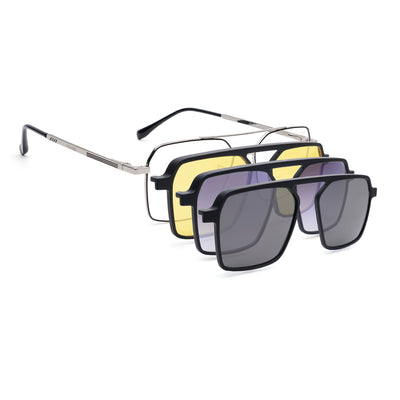 Voyage Silver Wayfarer Clip-On Eyeglasses for Men & Women (CL201FMG8604)