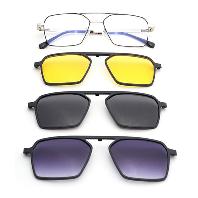 Voyage Silver Wayfarer Clip-On Eyeglasses for Men & Women (CL201FMG8604)