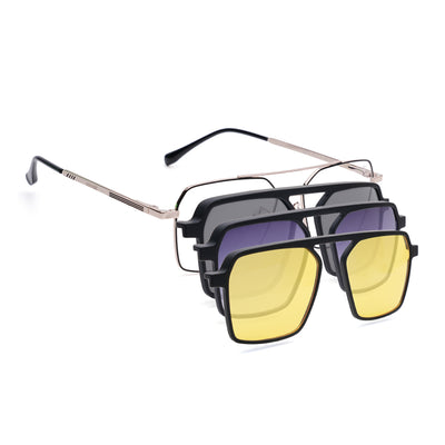 Voyage Golden Wayfarer Clip-On Eyeglasses for Men & Women (CL201FMG8605)