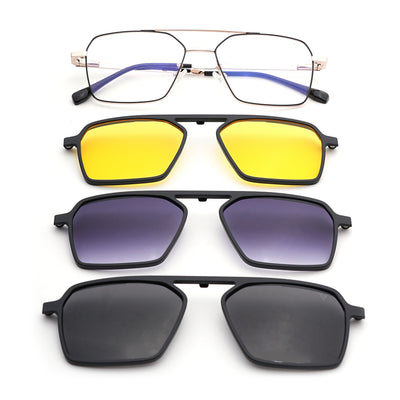 Voyage Golden Wayfarer Clip-On Eyeglasses for Men & Women (CL201FMG8605)