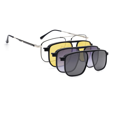 Voyage Silver Wayfarer Clip-On Eyeglasses for Men & Women (CL204FMG8600)