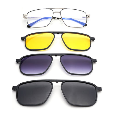 Voyage Silver Wayfarer Clip-On Eyeglasses for Men & Women (CL204FMG8600)