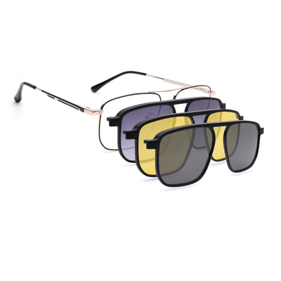 Voyage Golden Wayfarer Clip-On Eyeglasses for Men & Women (CL204FMG8601)