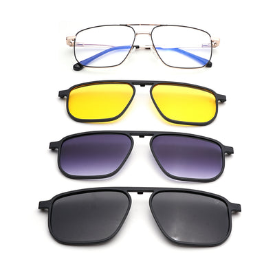 Voyage Golden Wayfarer Clip-On Eyeglasses for Men & Women (CL204FMG8601)
