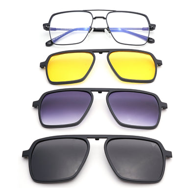Voyage Black Wayfarer Clip-On Eyeglasses for Men & Women (CL209FMG8590)