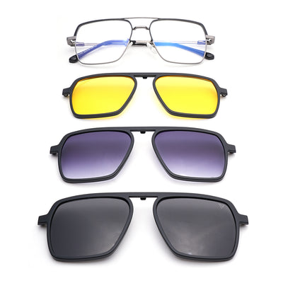 Voyage Grey Wayfarer Clip-On Eyeglasses for Men & Women (CL209FMG8591)