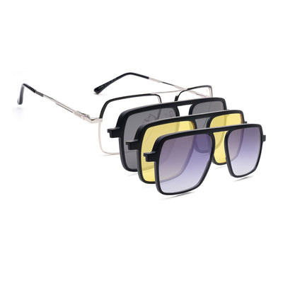 Voyage Silver Wayfarer Clip-On Eyeglasses for Men & Women (CL209FMG8592)